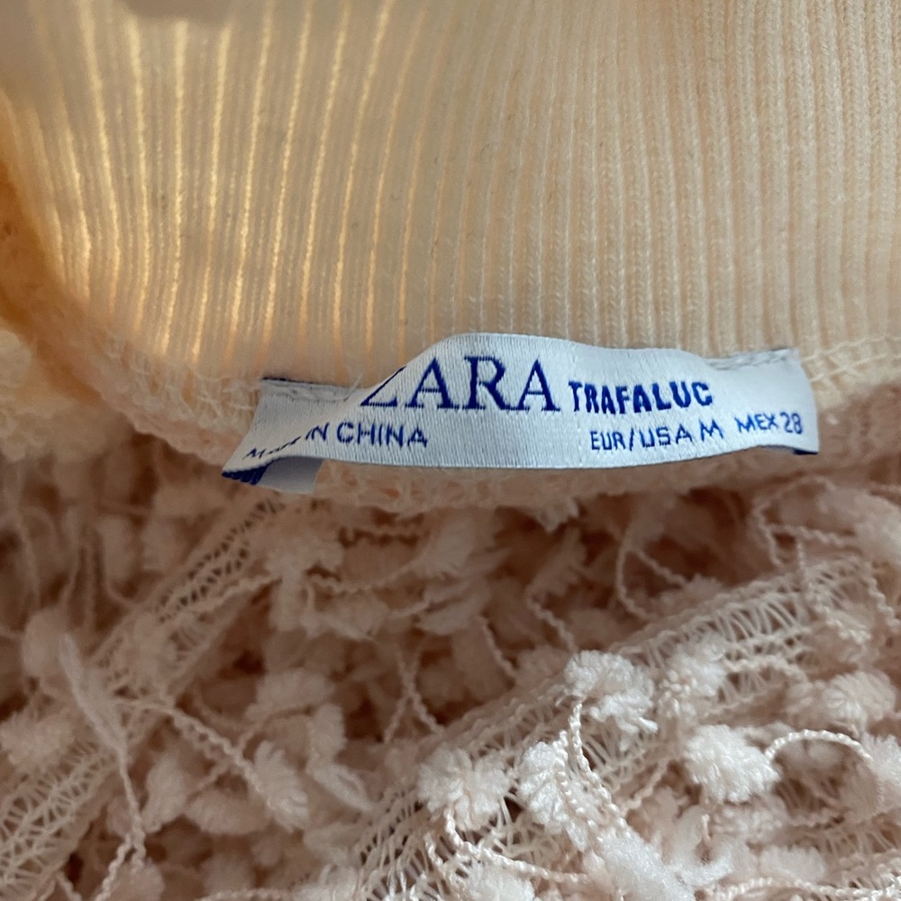 ZARA Crop Top Cream White Long Sleeve Textured Knit - Picture 6 of 6